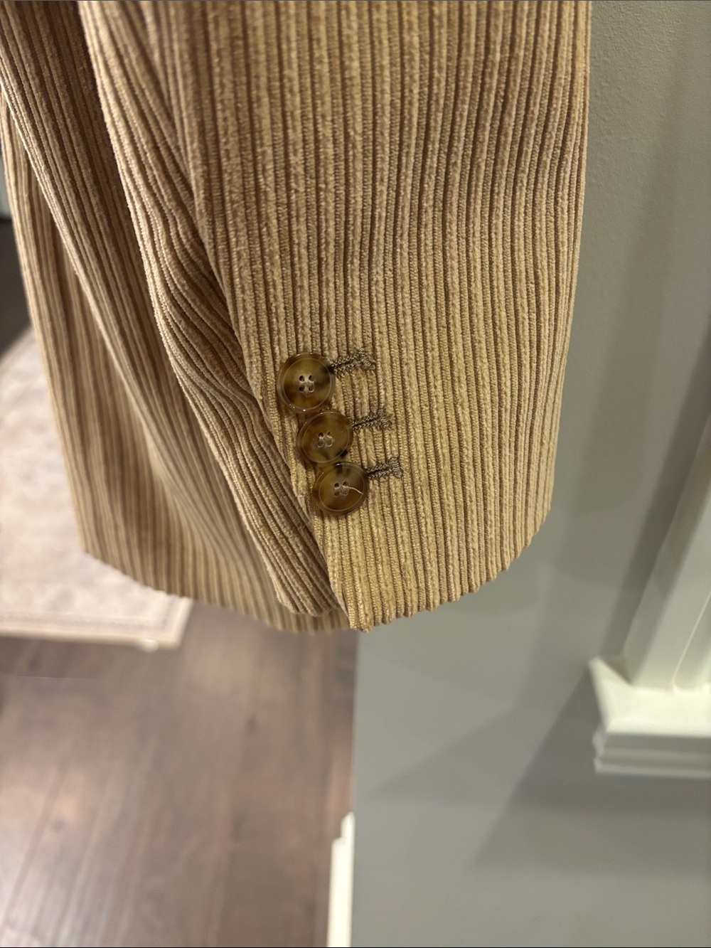 Women's Sézane Double-Breasted Corduroy Blazer Jacket in Camel - Picture 6 of 9